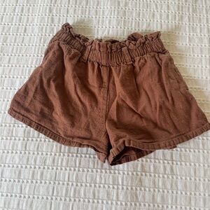 H&M Brown High-Waist Elastic Ruffle Shorts Girls 4T